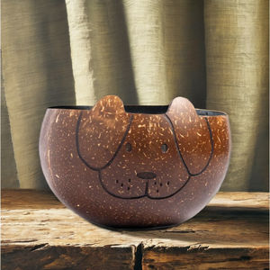 ชามหน้าสุนัขทำด้วยมือเป็นมิตรกับสิ่งแวดล้อมกะลามะพร้าวธรรมชาติดีไซน์วินเทจสำหรับใช้ในบ้าน - Product Image 5