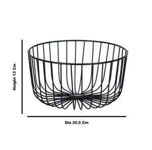 Panier de rangement en fil de fer noir pour fruits et légumes frais, organisateur de comptoir de cuisine, rangement domestique durable en métal pour la maison - Product Image 2