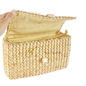 Sac en jacinthe d'eau tissé à la main : Sac à main en paille chic bohème - Product Image 3