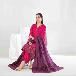 Robe pakistanaise pour femmes Salwar Kameez costumes trois pièces indiens broderie Tawakkal Viscose matériel AEERA inde Pakistan vêtements - Product Image 4
