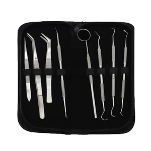 Kit d'instruments dentaires Dermispro 8 pièces pour étudiants en dentisterie, outils de nettoyage des dents en acier inoxydable, certifié CE, instruments d'hygiène buccale - Product Image 1
