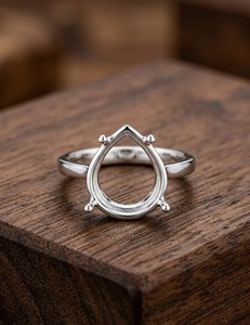 Base de Anillo de Plata de Ley 925 con Engaste de Pera de 7x9mm, Semimontura con Garras, Anillo en Blanco para DIY, Base para Anillo de Compromiso o Boda con Gema - Product Image 6