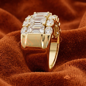 Luxury Triple Row Moissanite Statement <b>Ring</b> 925 Sterling <b>Silver</b> <b>Emerald</b> and Oval Cut Lab Diamond Wedding <b>Ring</b> for Women - Product Image 4