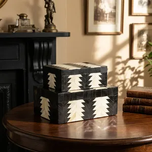 Black and <b>White</b> Premium Bone Inlay Storage Box Handmade Luxury Gift and Jewelry Box - Product Image 5
