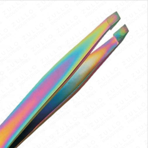 Juego de Pinzas para Cejas con Punta Inclinada Recubiertas de Titanio Arcoíris, Herramientas de Belleza Profesionales para Depilación, OEM - Product Image 5