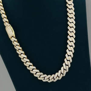 Chaîne et bracelets Miami Luxury Cuban Link entièrement sertis de pierres, testés et certifiés D VVS, en argent, bijoux de mode - Product Image 6