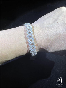 925 <b>Silver</b> Hiphop Moissanite Cuban Link <b>Bracelet</b> Rhodium Plated Round Brilliant Cut Chain <b>Bangle</b> Unisex for Party Wedding Gift - Product Image 2