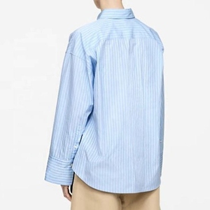 Camisas de Algodón de Otoño con Logotipo Personalizado de Alta Calidad, Blusas a Rayas con Cuello, Elegantes, Cómodas y Transpirables de Manga Larga para Mujer - Product Image 2
