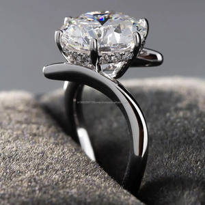 Round Cut Diamond Solitaire Engagement Ring with Hidden Halo in White Gold Plated Classic 6-Prong Setting Elegant <b>Bridal</b> Jewelry - Product Image 1