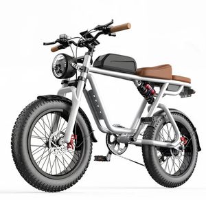 Bicicleta Eléctrica Deportiva Retro con Batería de Litio de 48V 10.5AH, Neumático Ancho de 20x4 Pulgadas, Motor sin Escobillas de 250W, 7 Velocidades, Doble Suspensión y Frenos de Disco - Product Image 2
