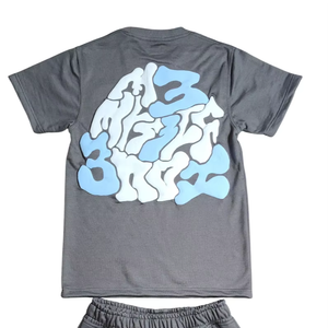 Ensemble de sport d'été pour hommes : T-shirts à manches courtes et shorts à séchage rapide, doux pour la peau, survêtement de gym, coupe automatisée, 2 pièces - Product Image 1