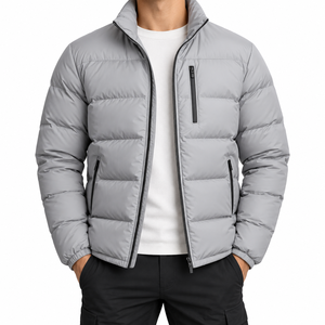 Puffer Jacket Low Price Casual Street Wear Zip-Up <b>Waterproof</b> stand collar Winter wear <b>Padded</b> <b>Coat</b> for men's - Product Image 2