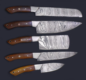 Ensemble de couteaux de cuisine en acier Damas sur mesure, faits à la main, manche en bois, vente en gros, fabricant d'usine - Product Image 4