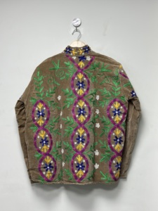 <b>Velvet</b> Floral Embroidered Bomber <b>Jacket</b> <b>Women</b> Autumn Winter Full Sleeve Hand Embroidery Pullover Artisan Crafted Multicolor - Product Image 5