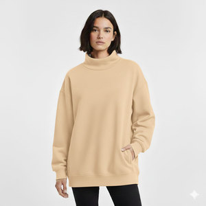Sudadera Oversize de Forro Polar con Cuello Alto para Mujer, Estilo Casual de Invierno, Ajuste Holgado, Top Urbano, Personalizable por Delante, Suave, Cálida y Cómoda para Uso Diario - Product Image 1