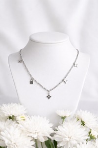Traditional 925 Sterling Silver Multi-Charm Station Link Chain Pendant <b>Necklace</b> For Women Wholesale Bulk Product For Women - Product Image 2