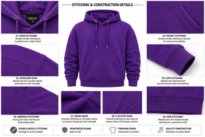 Sweat-shirt à capuche pour homme, violet, logo personnalisé, effet délavé, coupe classique, en coton molletonné, style streetwear décontracté, sweat-shirt à capuche pour homme effet délavé - Product Image 6