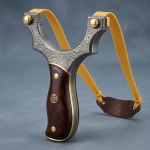 Tirachinas de Acero de Damasco Hecho a Mano con Patrón Decorativo, Artículo Coleccionable Premium para Exhibición y Decoración del Hogar OEM - Product Image 4