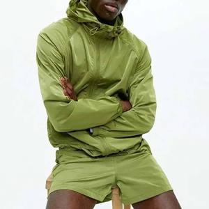 Conjunto de Pantalones Cortos y Chaqueta Cortavientos con Capucha para Hombre, Precio Accesible, Color Sólido, Secado Rápido, Nailon/Poliéster, Ropa Casual de Verano - Product Image 4