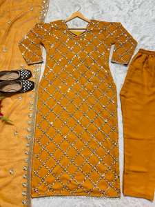 Traje Salwar Kameez Pakistaní de Lujo con Bordado Intenso de Secado Rápido para Invierno y Verano, para Mujer, para Fiestas y Festivales Eid, Diseño Indio - Product Image 6