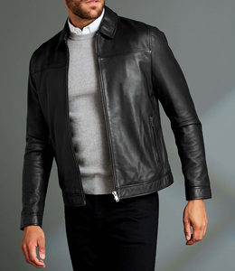 Veste en cuir naturel pour hommes et femmes Premium YKK Zip avec doublure en polyester Vestes OEM cousues de qualité fabriquées à la main - Product Image 4