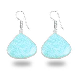 Natural Gemstone Silver Plated Jewelry for Women Party Handmade 2026 New Arrival <b>Cute</b> Amazonite Dangle Drop <b>Earrings</b> - Product Image 4