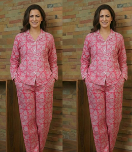 ชุดนอนผ้าฝ้ายพิมพ์ลายบล็อกทำมือสำหรับผู้หญิง ผู้ผลิตจำนวนมากจากอินเดีย - Product Image 6