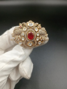 Collar colgante con diseño de pájaro con doblet rojo y piedra polki, joyería para novias, collar colgante hecho a mano para bodas indias. - Product Image 2