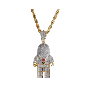 Collar de Lujo con Colgante de Figura de Dibujos Animados Iced Out, con Moissanita Dorada, Estilo Hip Hop - Product Image 2