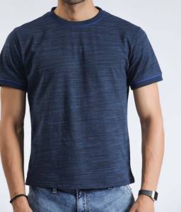 Camisetas para Hombre Más Vendidas Hechas en Pakistán, Elegantes de Manga Corta con Algodón Premium Azul Oscuro, Camisetas a Rayas Personalizables OEM - Product Image 4