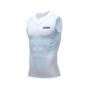 Customized <b>Men's</b> Quick Dry <b>Compression</b> <b>Vest</b> Slimming Body Shaper Stand Collar Knitted Fabric Workout Tank Top - Product Image 5