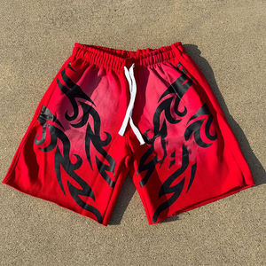 USTLI Men's White Long Sleeve Jersey With Red 22 Print And Red Shorts <b>Set</b> Crew Neck Sporty Summer Wear - Product Image 3