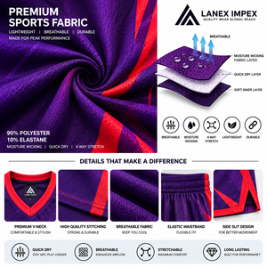 Ensemble d'uniformes de basketball violets en gros pour équipes sportives – Maillots et shorts de basketball personnalisés en tissu de haute qualité – Fabrication OEM - Product Image 5