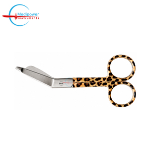 Ciseaux à pansements manuels de 5,5 pouces, manche imprimé léopard, en acier inoxydable, pour chirurgie, infirmières, cliniques médicales, OEM - Product Image 1