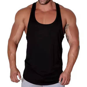 Camiseta sin mangas elástica con cuello redondo y logotipo personalizado para hombre, camisetas sin mangas de algodón al por mayor, tejido de punto transpirable - Product Image 5