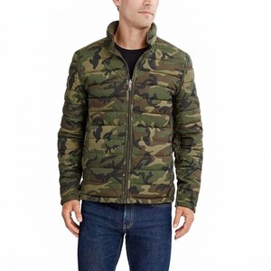 Blouson matelassé camouflage pour homme, col montant, fermeture éclair, manteau d'hiver décontracté léger, veste chauffante ajustée - Product Image 1