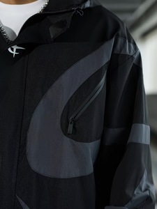 Men's Hooded <b>Racer</b> <b>Jacket</b> Color Blocking Waterproof Windproof Zipper Closure Canvas Polyester Sporty Autumn Loose Fit Front - Product Image 5