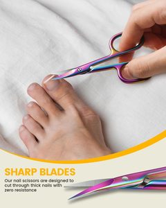 Tijeras para Uñas Curvas de Acero Inoxidable, Tijeras de Manicura Pequeñas Ultra Afiladas, Herramienta de Precisión para Uñas Gruesas de Manos y Pies - Product Image 3
