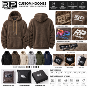 Sudadera con Capucha Sherpa para Hombre, Personalizada con Logotipo Bordado, de Felpa Gruesa, Estilo Urbano, Teñida en Color Liso, Cálida para Invierno, Talla Grande, Suave y Esponjosa - Product Image 6