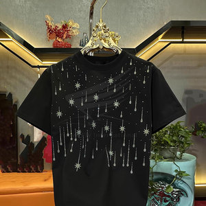 Camiseta de Algodón 100% con Pedrería, Transpirable, de Manga Corta, Cuello Redondo, Corte Regular, Ropa de Verano de Alta Calidad para Hombre - Product Image 6