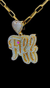 Joyería Popular Hip Hop brillante 3D Iced Out VVS Moissanite diamante corazón fianza letra nombre chapado en oro colgante collar - Product Image 3