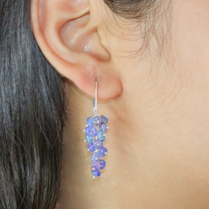 Pendientes Colgantes de Ópalo Lavanda con Cadena de Cuentas y Cierre de Palanca, Joyería para Mujer, Regalo para Fiesta - Product Image 3