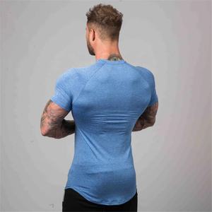 Camiseta deportiva atlética para entrenamiento de gimnasio para hombre, logotipo personalizado, Manga corta raglán, secado rápido, culturismo, Fitness, ajuste Extragrande - Product Image 3