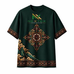 เสื้อยืดสไตล์บาติกแบบตะวันออกสำหรับผู้ชาย ลายพิมพ์ประดับแบบดั้งเดิม ทรงโอเวอร์ไซส์ - Product Image 2