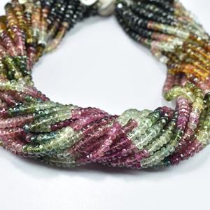 Natural Multi Tourmaline Faceted Rondelle Gemstone Beads Strands 4-4.5mm Tourmaline Beads <b>String</b> Wholesale Loose Gemstone Beads - Product Image 4