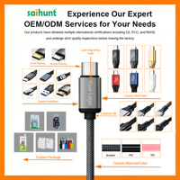 Kabel Pengisian Cepat USB 3-in-1 Spot Factory dengan Jalinan Nilon, Kabel Charger Multi Port yang Dapat Disesuaikan untuk Semua Ponsel
