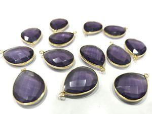 Ensemble de 2 connecteurs en améthyste de qualité supérieure en forme de poire, taille 19x25mm, connecteur en quartz hydro, serti à boucle unique - Product Image 3