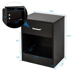 Comodini neri da 2 pezzi con cassetto, elegante accessorio per l'arredamento - Product Image 6