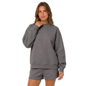 Sudadera de Forro Polar Grueso Personalizada para Mujer al por Mayor con Hombros Caídos, Logotipo Personalizado, Suministro para Marcas de Streetwear - Product Image 6