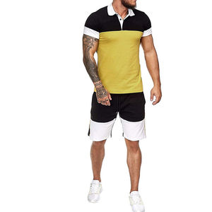 Conjuntos de 2 Piezas de Moda Masculina para Verano, Conjuntos Casuales Cortos con Camiseta Polo Estampada y Pantalones Cortos Deportivos Transpirables - Product Image 2